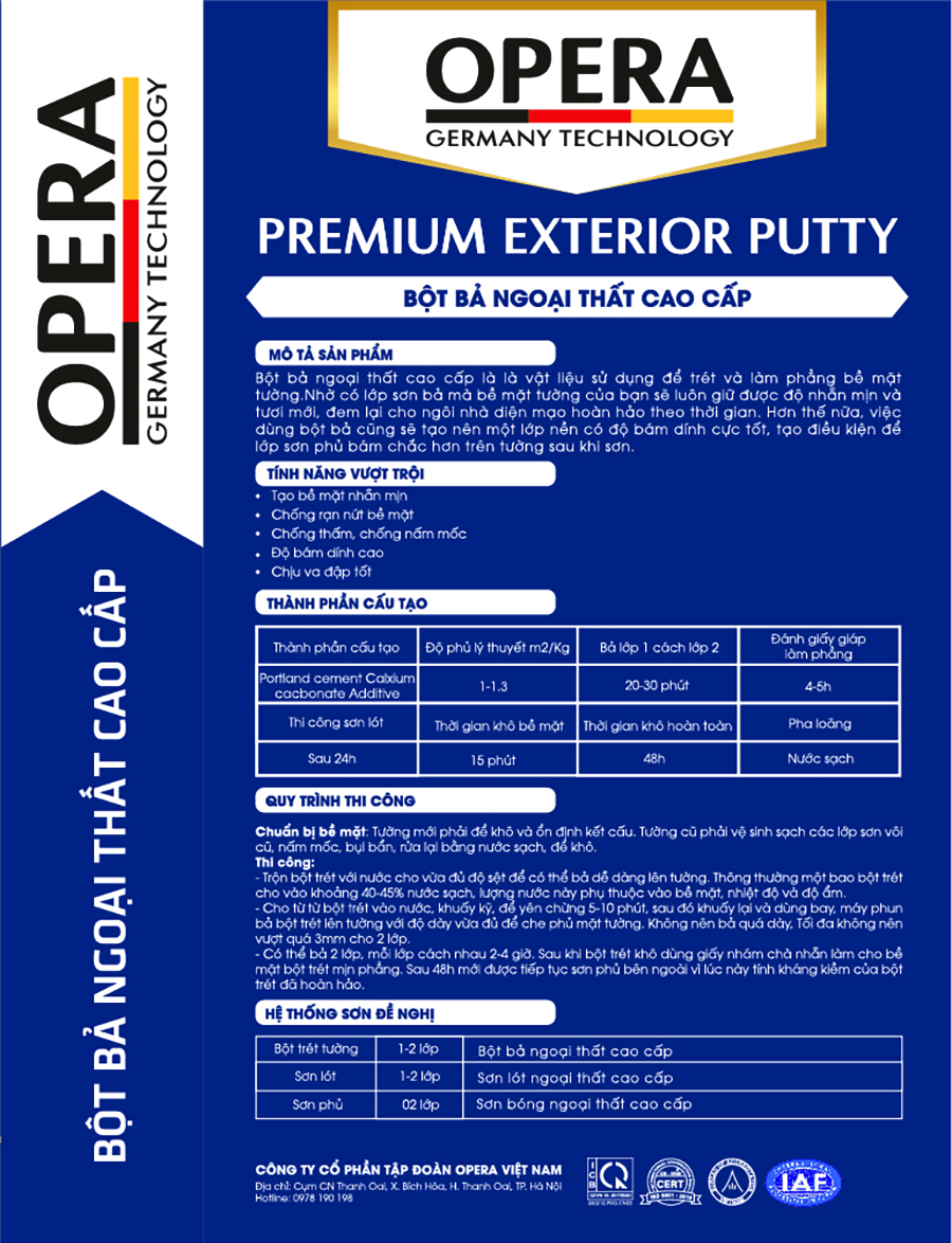 Bột bả Premium Exterior Putty